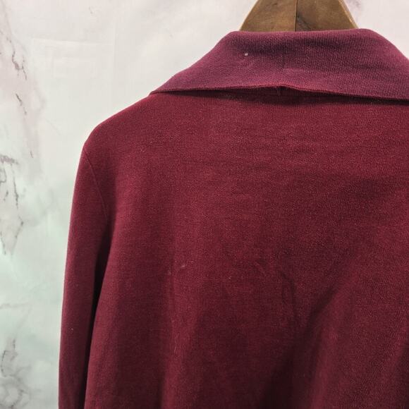 Cabi Sweater Womens Large Red Cardigan Two Tone Open Cotton 3479 - Picture 6 of 11